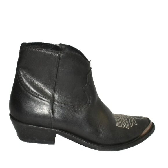 New! Golden Goose Young Leather Zip Cowboy Ankle Boots Black Size 39 9 US DD525 - Picture 1 of 6